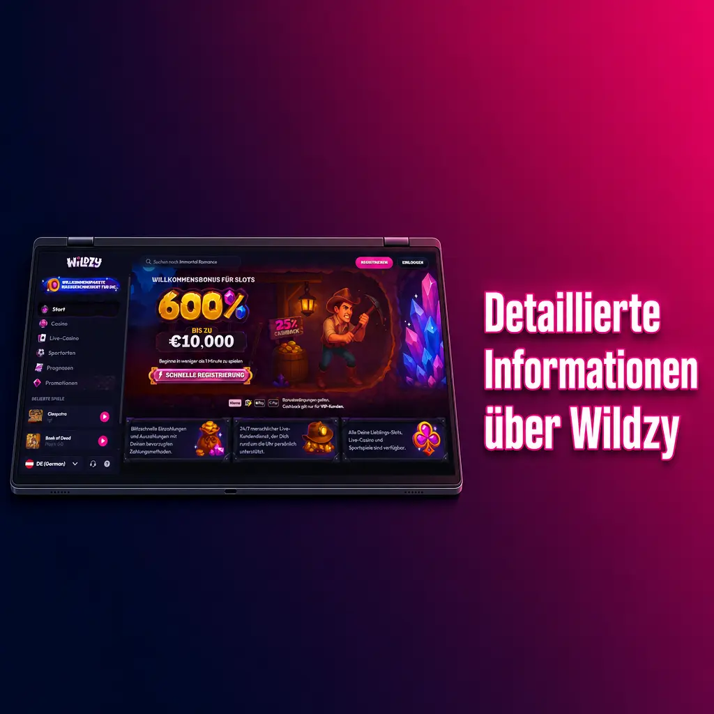 Wildzy Sportwetten Plattform mit Live-Wetten, Casino-Spielen und mobiler App für Android und iOS