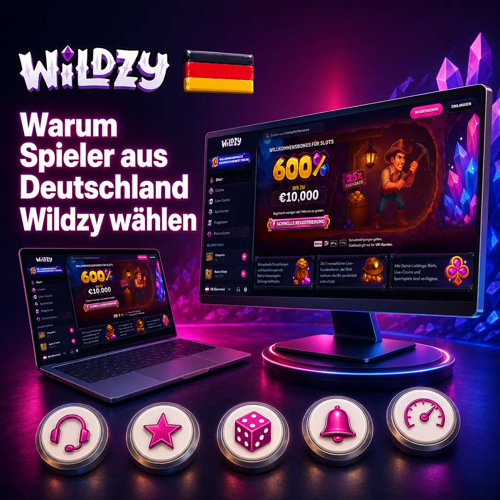 Wildzy Casino für deutsche Spieler – lokale Zahlungen, 600% Bonus, 7000+ Spiele und SSL-Sicherheit