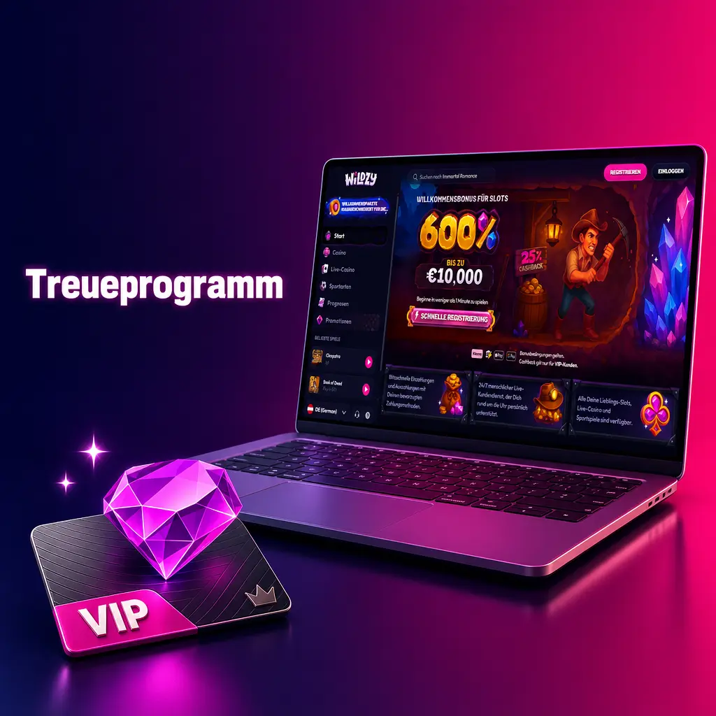 Wildzy VIP-Treueprogramm Stufenübersicht von Bronze bis VIP Elite mit Boni und Vorteilen